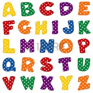 17001962-alfabeto-design-originale-in-rosso-blu-verde-oro-arancio-e-viola-a-pois-bianchi